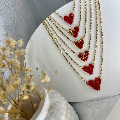 VALENTINE COLLECTION NIKART ΧΕΙΡΟΠΟΙΗΤΑ ΚΟΣΜΗΜΑΤΑ ΜΕ ΧΑΝΤΡΕΣ MIYUKI ΚΟΛΙΕ ΚΑΡΔΙΑ VA2016 791